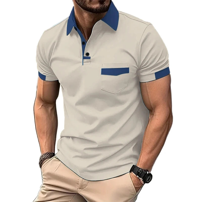 Men's Short Sleeve Polo Shirt with Pocket — Classic Casual Polo