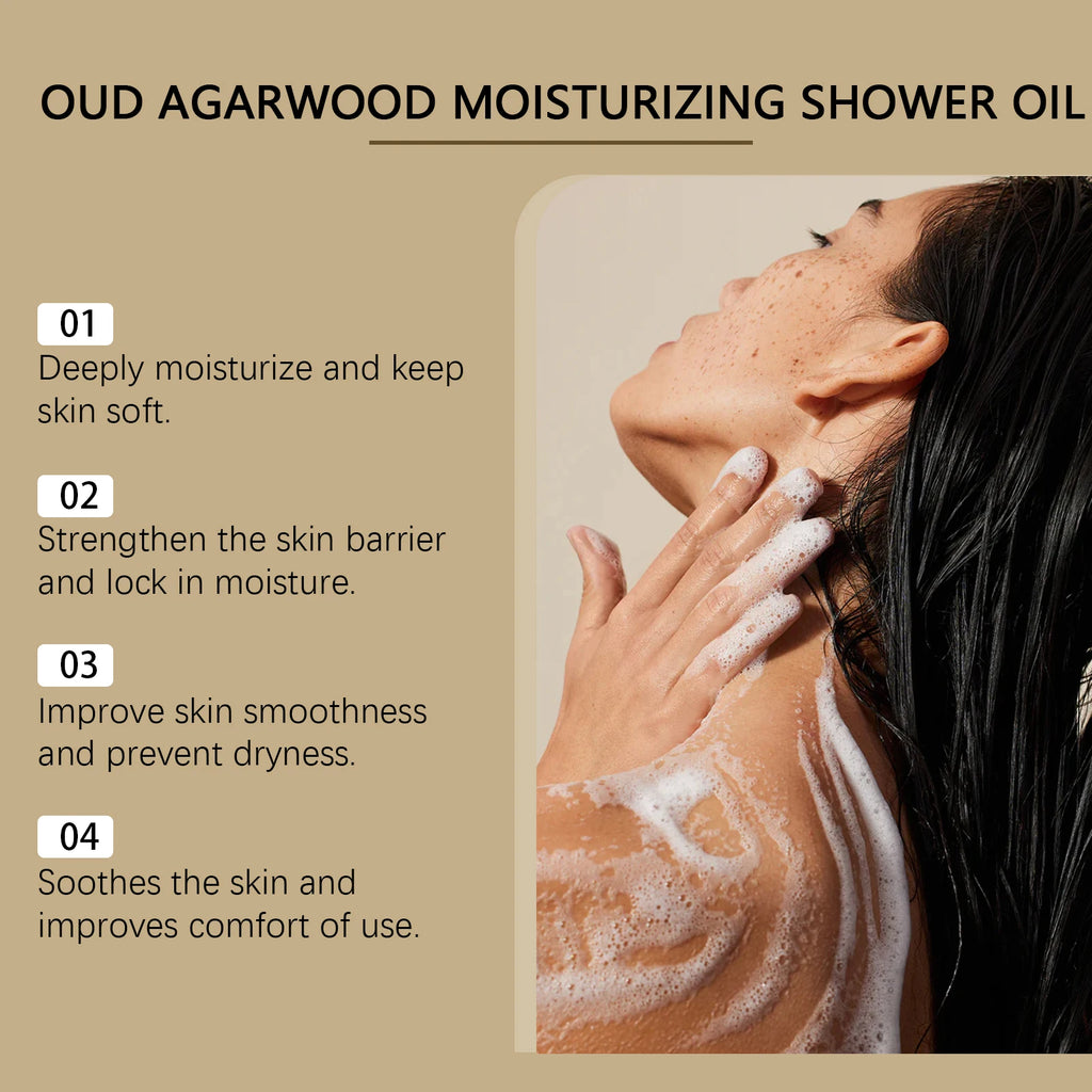 OceAura Bath Oil – Exfoliating Dead Skin Remover & Moisturizing Body Shower Oil with Ebony Fragrance