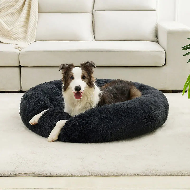 Soft Long Plush Dog Bed – Warm Basket Cushion for Small & Medium Dogs and Cats