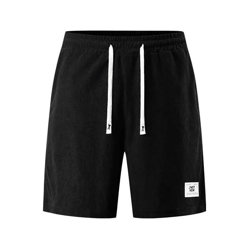 Men's Corduroy Stretch Letter Print Shorts — Casual Textured Shorts