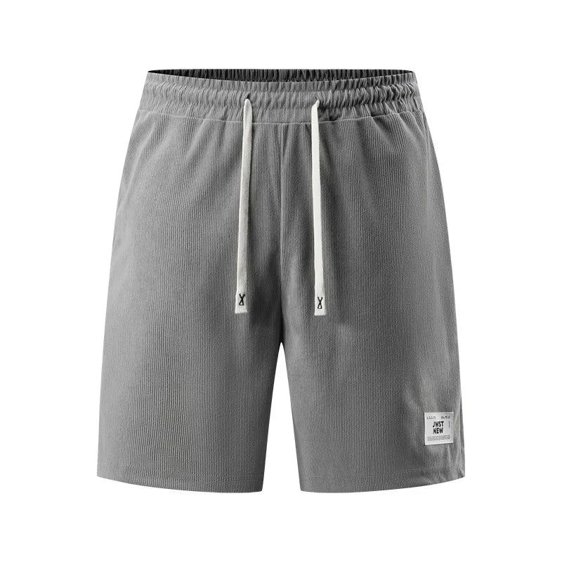 Men's Corduroy Stretch Letter Print Shorts — Casual Textured Shorts
