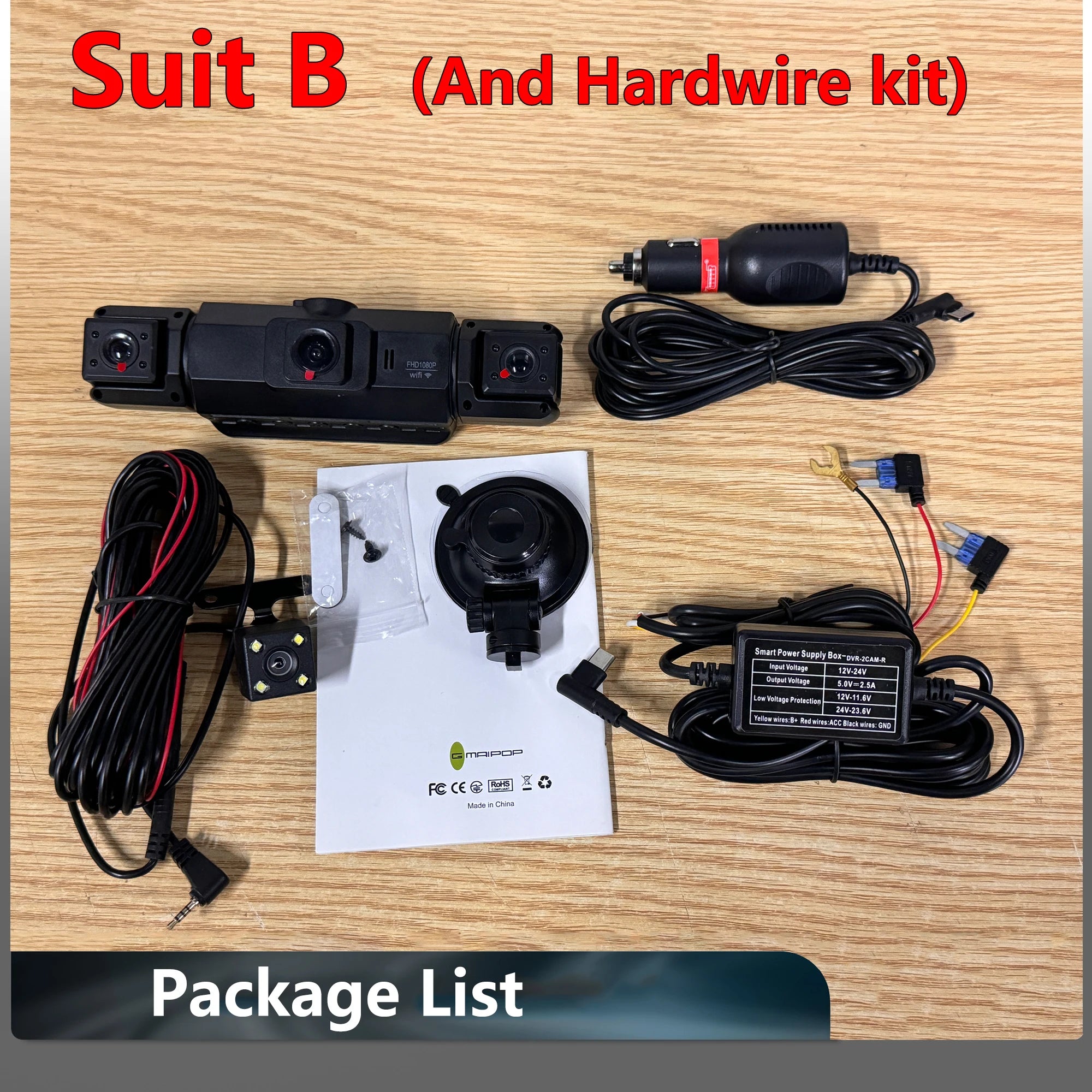 4-Channel WiFi Dashcam – FHD 1080P, Night Vision, Loop Recording, Parking Monitor | Front + Rear + Side