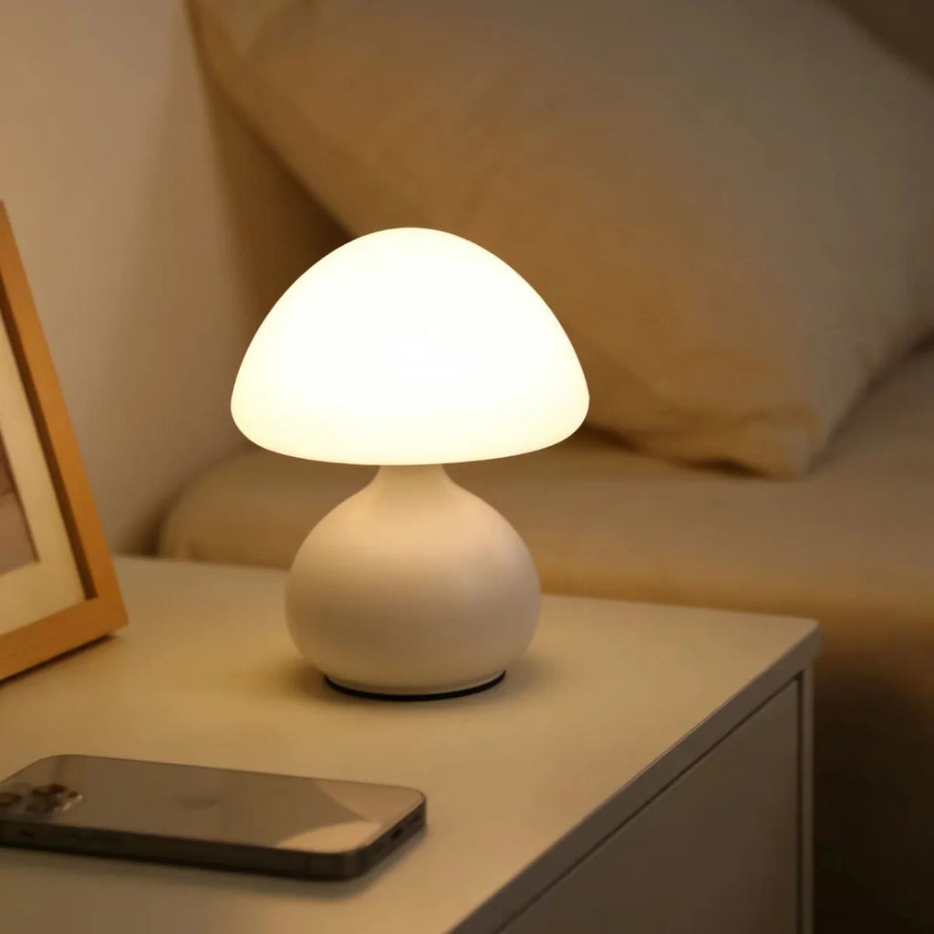 White Mushroom Table Lamp – 3 Light Modes & Dimming