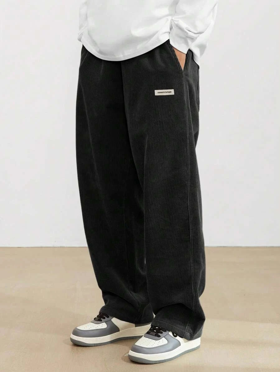 Men's Corduroy Straight Leg Thermal Trousers — Warm Casual Winter Pants