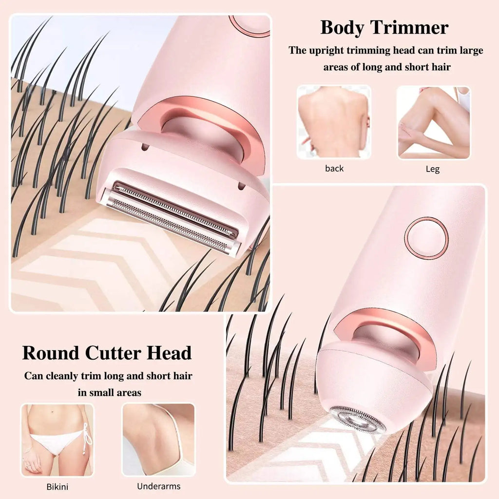 Women's 2-in-1 Electric Shaver & Bikini Trimmer – IPX7 Waterproof, Dual Head, USB Rechargeable