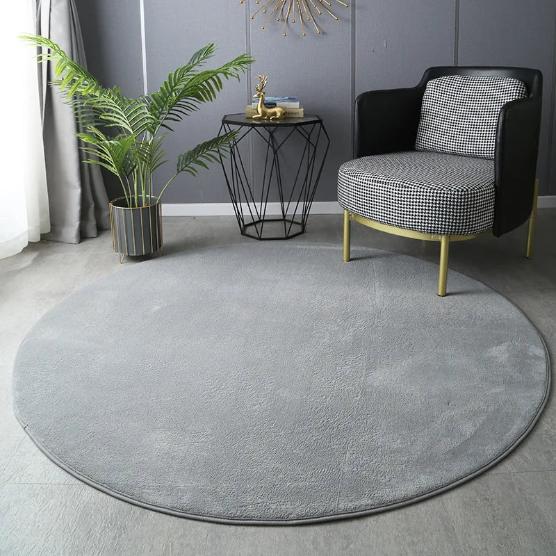 Round Thickened Coral Velvet Carpet – Soft Bedroom & Living Room Circle Rug