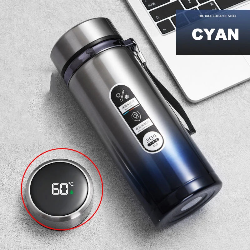 Stainless Steel Thermos Bottle with LED Temperature Display – 500ml–1L Vacuum Flask