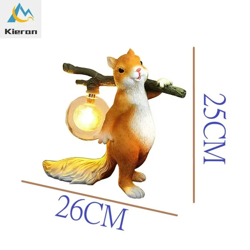 Squirrel Table Lamp – Resin and Frosted Glass
