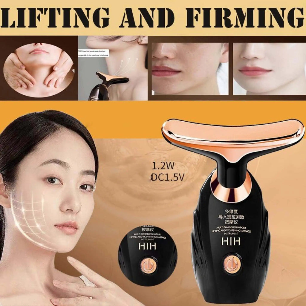 CAMMUO Microcurrent Neck & Face Lifting Massager – Sonic Vibration Anti-Aging Skin Rejuvenation Device