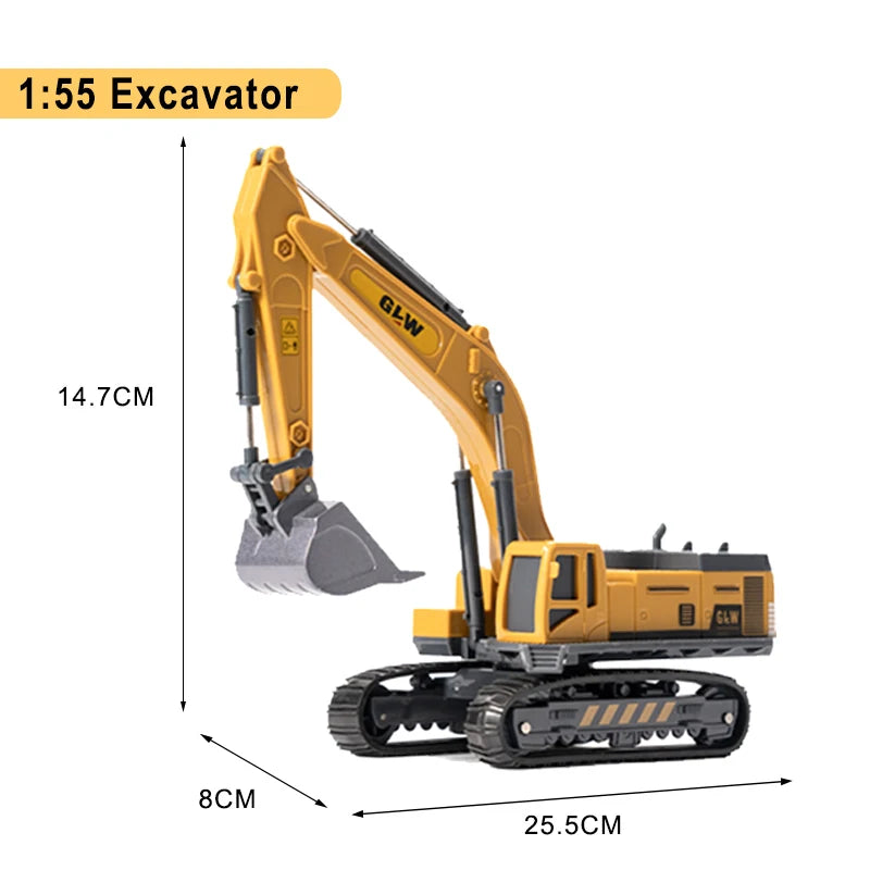 Die-Cast Engineering Vehicle Toy – Excavator, Crane, Bulldozer & Backhoe for Kids