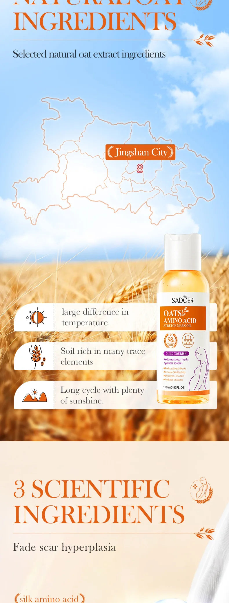Stretch Marks Permanent Removal Oil — Oat Amino Acid Firming & Repair Body Oil 100ml
