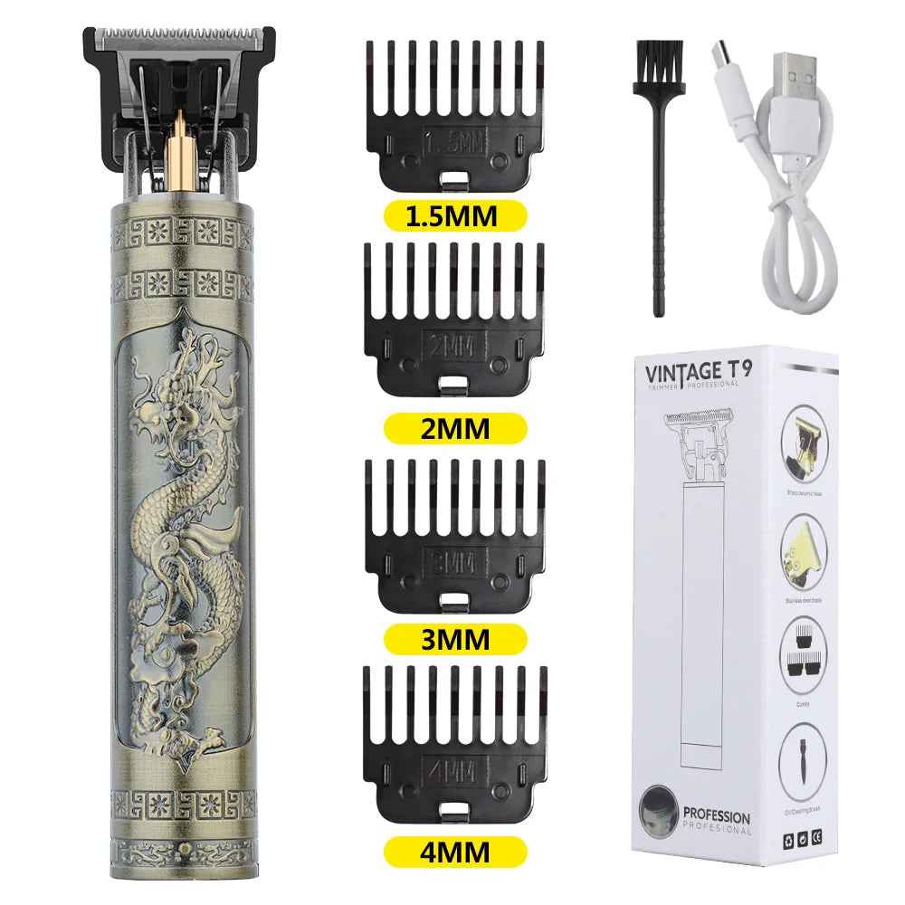 FKIV T9 Retro Hair Clipper Set – Wet/Dry, USB Fast Charge, 60-Min Runtime, 100-240V