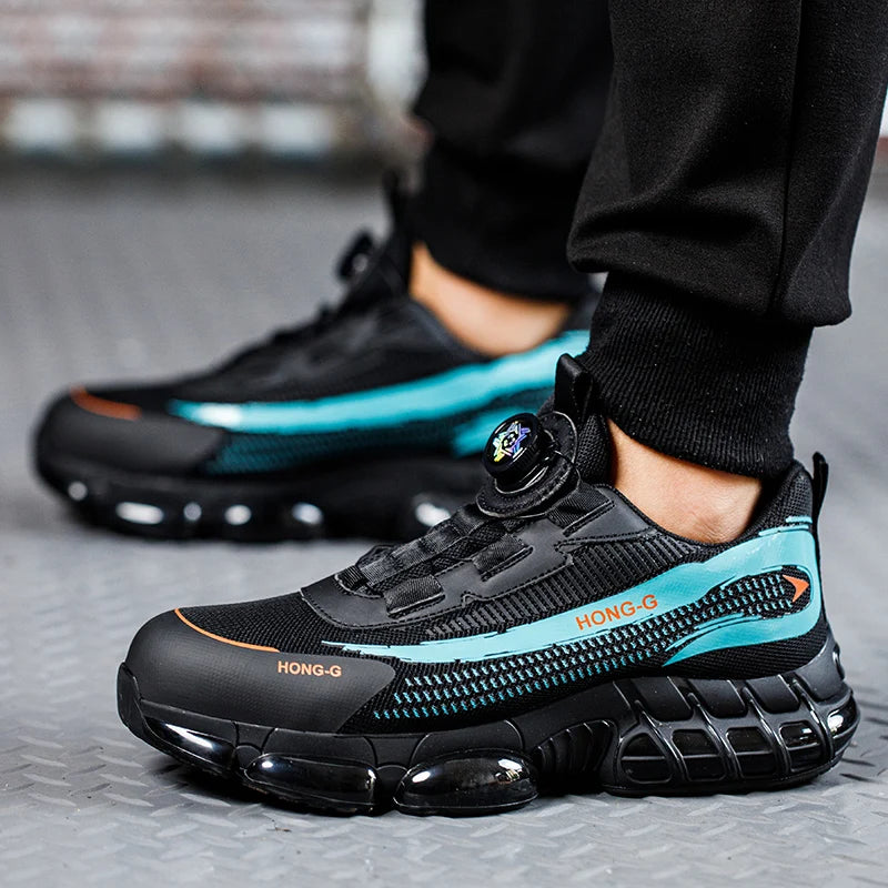 Men's Air Mesh Button-Closure Work Shoes