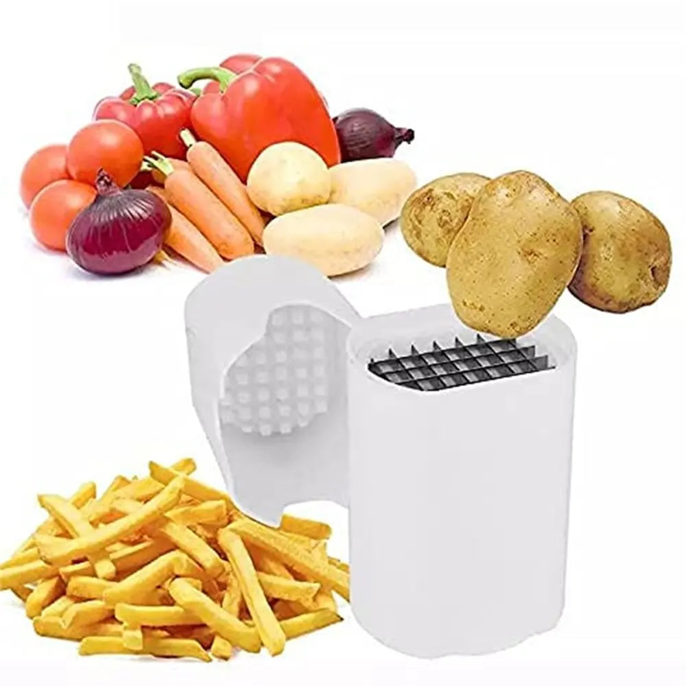 Perfect Fries. Every Time. — Stainless Steel French Fry Cutter & Potato Slicer | Natural Cut, Rapid Slicer, Veggie Dicer & Chopper, 12.5x9.5cm