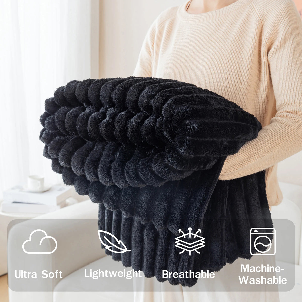 Soft Flannel Blanket – Warm Nap Throw in Multiple Colors, Christmas Gift Blanket