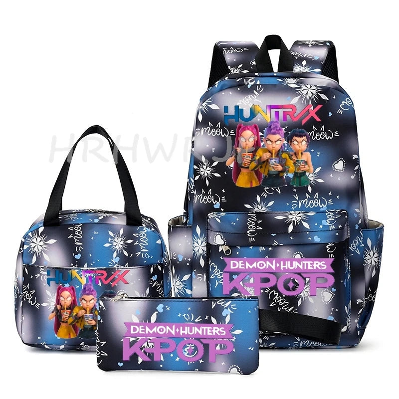 KPop Demon Hunter 3-Piece Backpack Set – School Bag, Shoulder Bag & Clutch