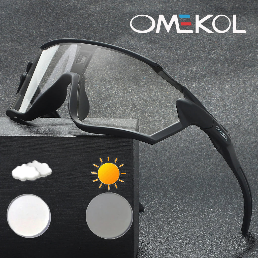 OMEKOL Photochromic Cycling Sunglasses | Men Women Outdoor MTB Mountain Bike Baseball Eyewear