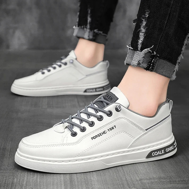 Men’s Breathable White Casual Sneakers — Lightweight Everyday Shoes