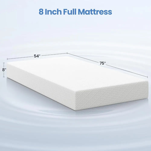 8 Inch Green Tea Gel Memory Foam Mattress — 3-Layer Cooling Foam, Medium Firmness, Fresher Sleep