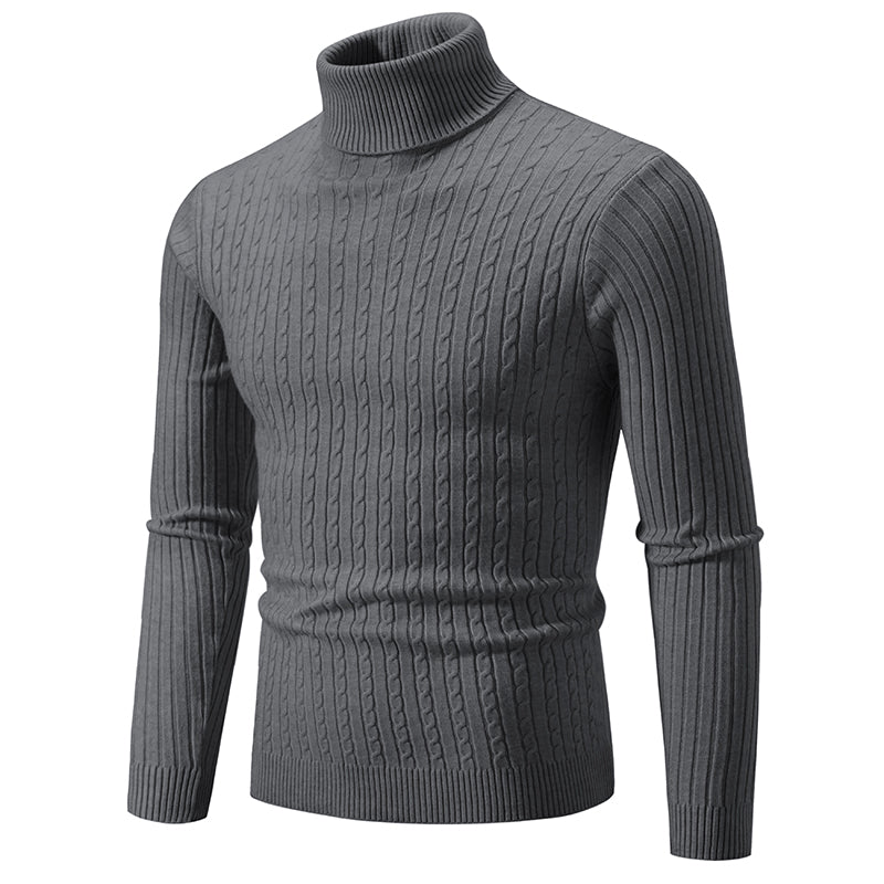 Men's High Neck Turtleneck Knit Sweater — Classic Winter Knitwear