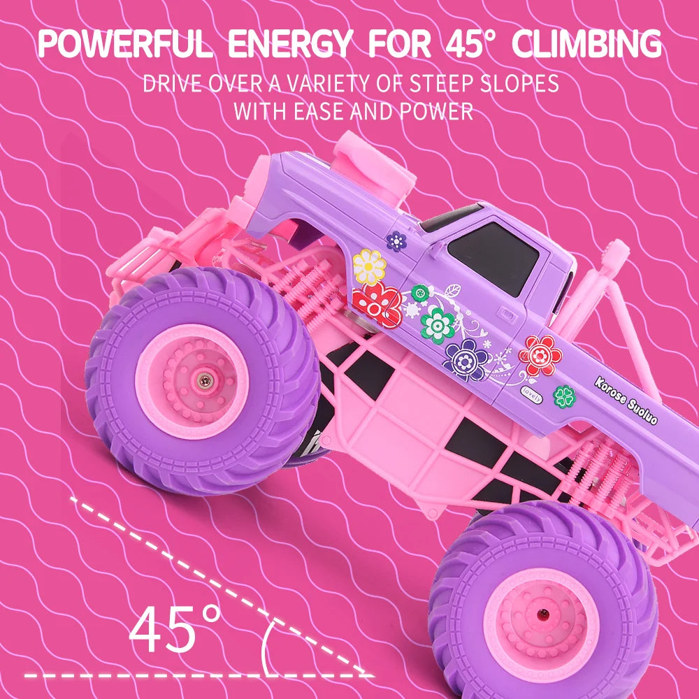 Pink RC Car Pickup Truck Electric Climbing Drop-resistant Stunt Remote Control Toy For Children Party Gift Christmas Ornament