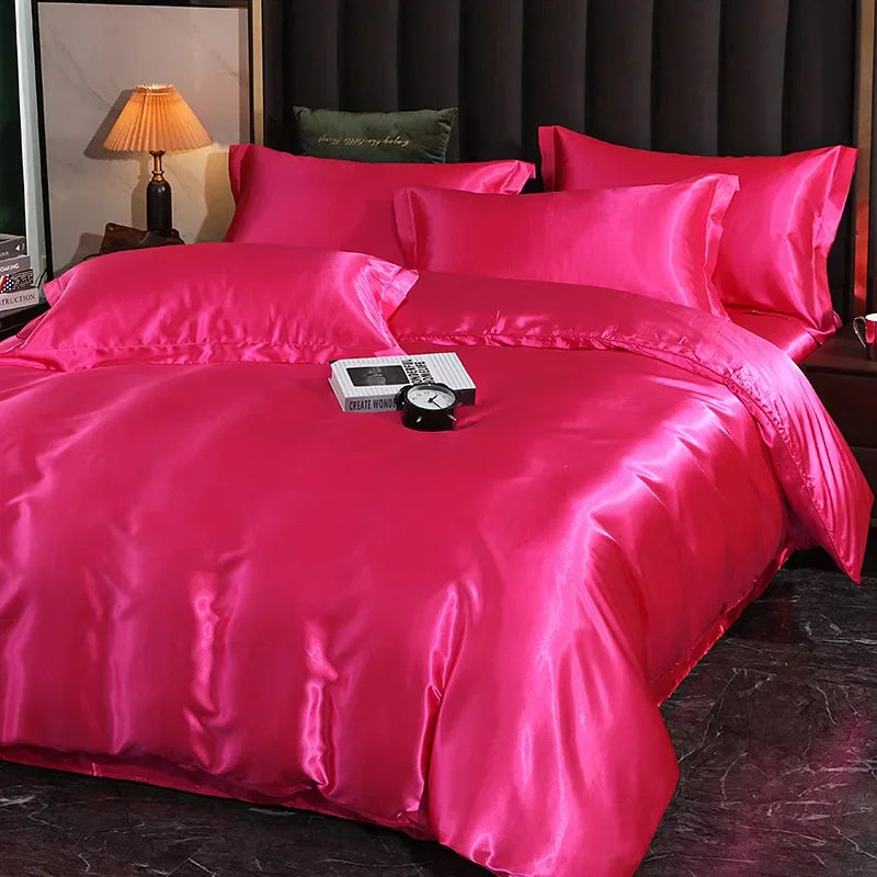 100% Pure Silk Bedding Set – 4-Piece Luxury Duvet Cover, Bedsheet & Pillowcases, Twin to King