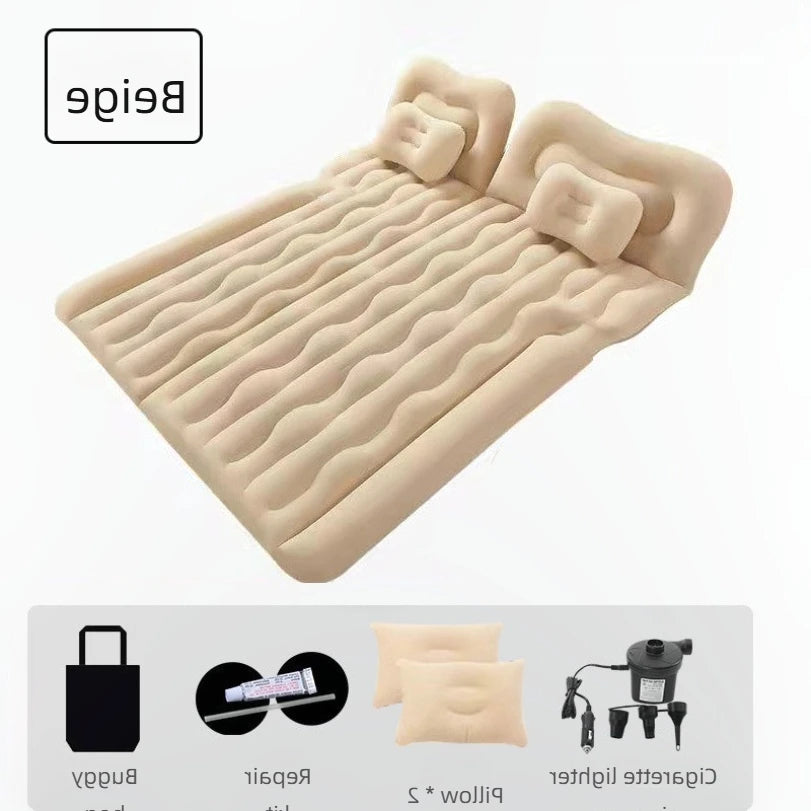 Car Inflatable Mattress – Soft Fabric Backseat Air Bed for Road Trips & Camping, Multiple Colors
