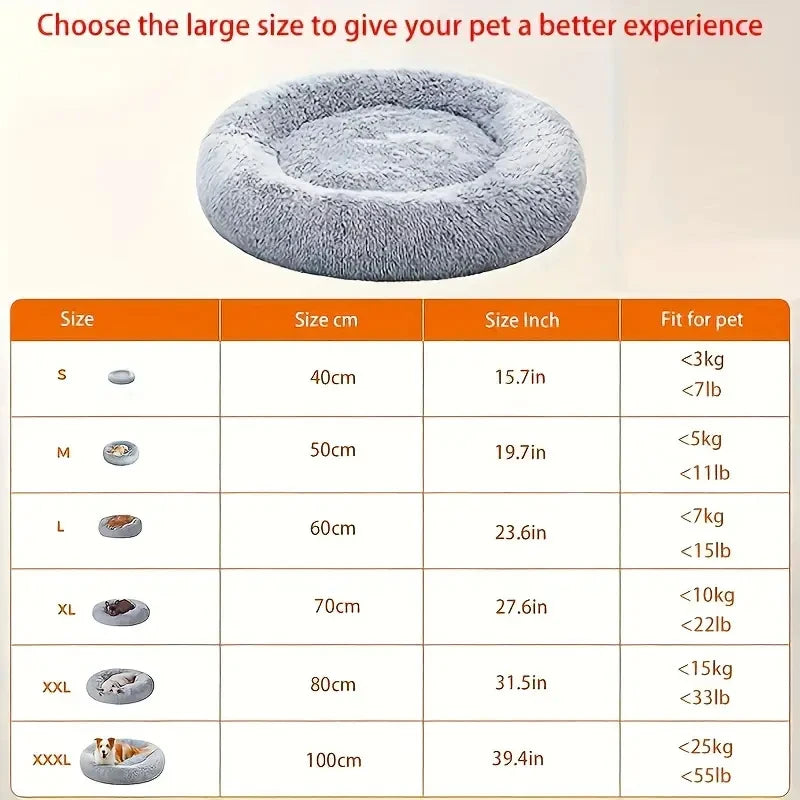 Soft Long Plush Dog Bed – Warm Basket Cushion for Small & Medium Dogs and Cats