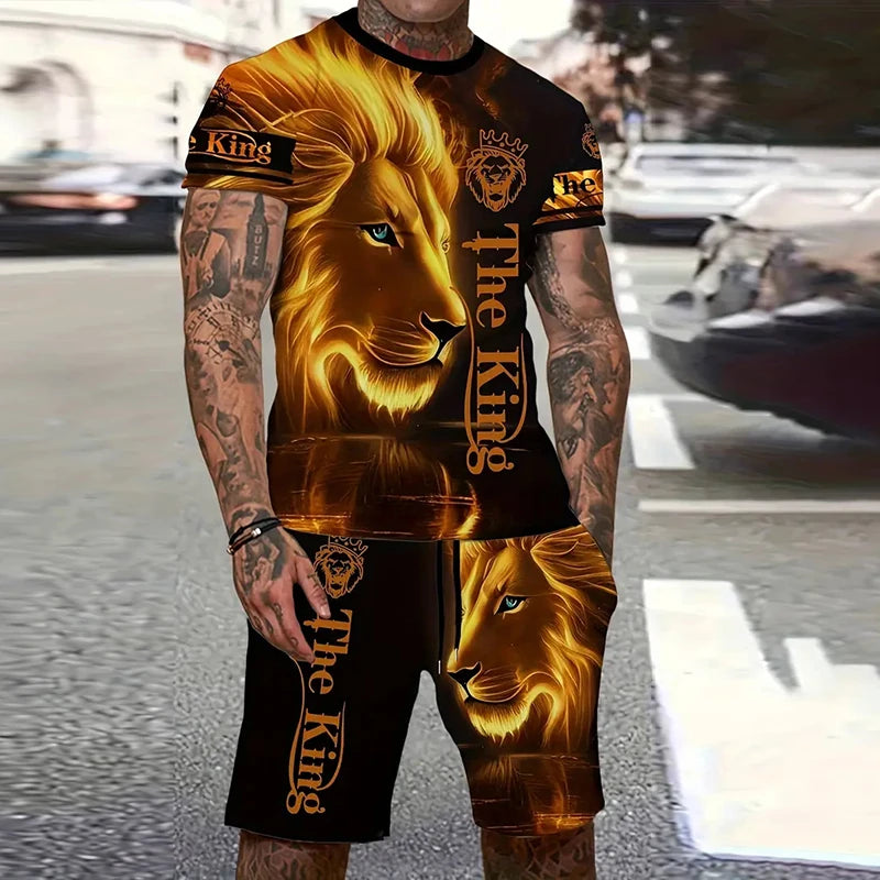 Men's 3D Tiger Print O-Neck Short Sleeve T-Shirt & Shorts Set – Cool Personalized Streetwear