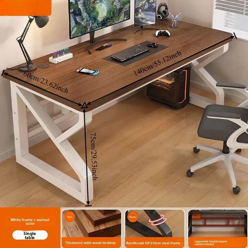 Solid Wood Core Gaming & Home Office Desk — E0 Eco-Friendly, Dual Cable Management, Multiple Sizes & Styles