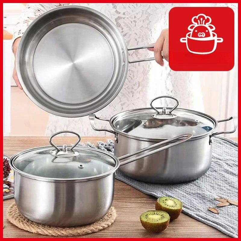 Stainless Steel Cookware Set – Soup Pot & Milk Pan