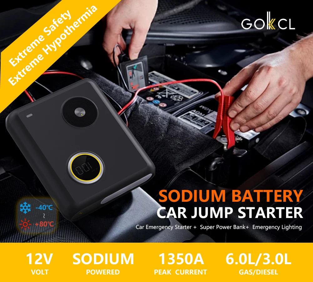 GOKKCL 80Wh Portable Car Jump Starter — Compact Emergency Battery Booster & Power Bank