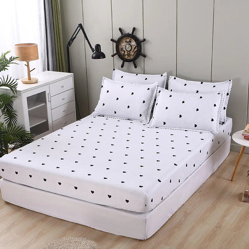Fashion Print Elastic Fitted Sheet – Non-Slip Mattress Cover with Pillowcase, Multiple Sizes