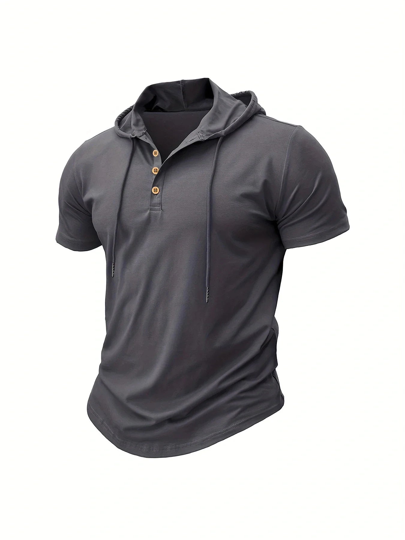 Men's Hooded Short-Sleeve Gym T-Shirt — Athletic Training Tee with Hood