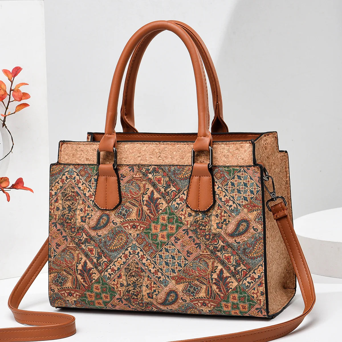 Luxury Floral Print PU Tote Bag – Large Capacity Shoulder Crossbody Messenger Bag for Women