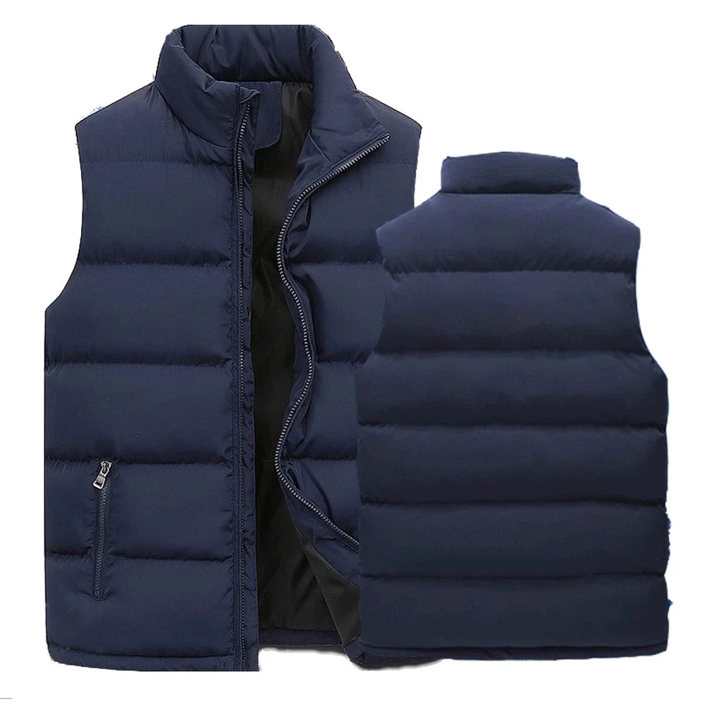 Men's Warm Sleeveless Vest Jacket — Waterproof Zipper Waistcoat for Autumn & Winter