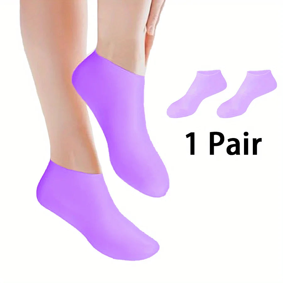 Soft Feet While You Sleep — Moisturizing Silicone Foot Socks | Dry & Cracked Heel Repair, Massage Texture, 7 Colors