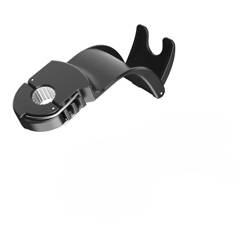 Black metal clip on a white background