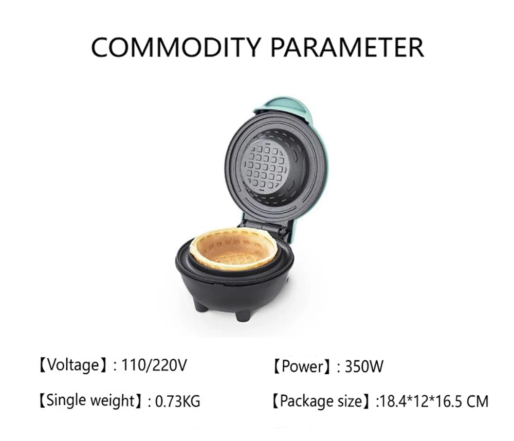 Mini Waffle Bowl Maker — 110V/220V Breakfast Machine for Egg Tart, Ice Cream & Egg Roll