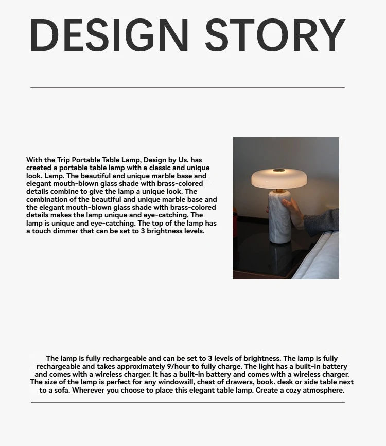 Marble Table Lamp – USB Charging & Touch Dimming