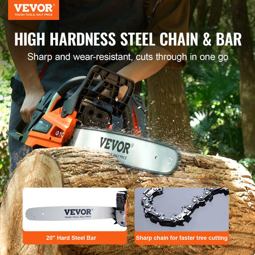 58CC 20" Gas Chainsaw — 3.22HP Cordless Gas-Powered Saw