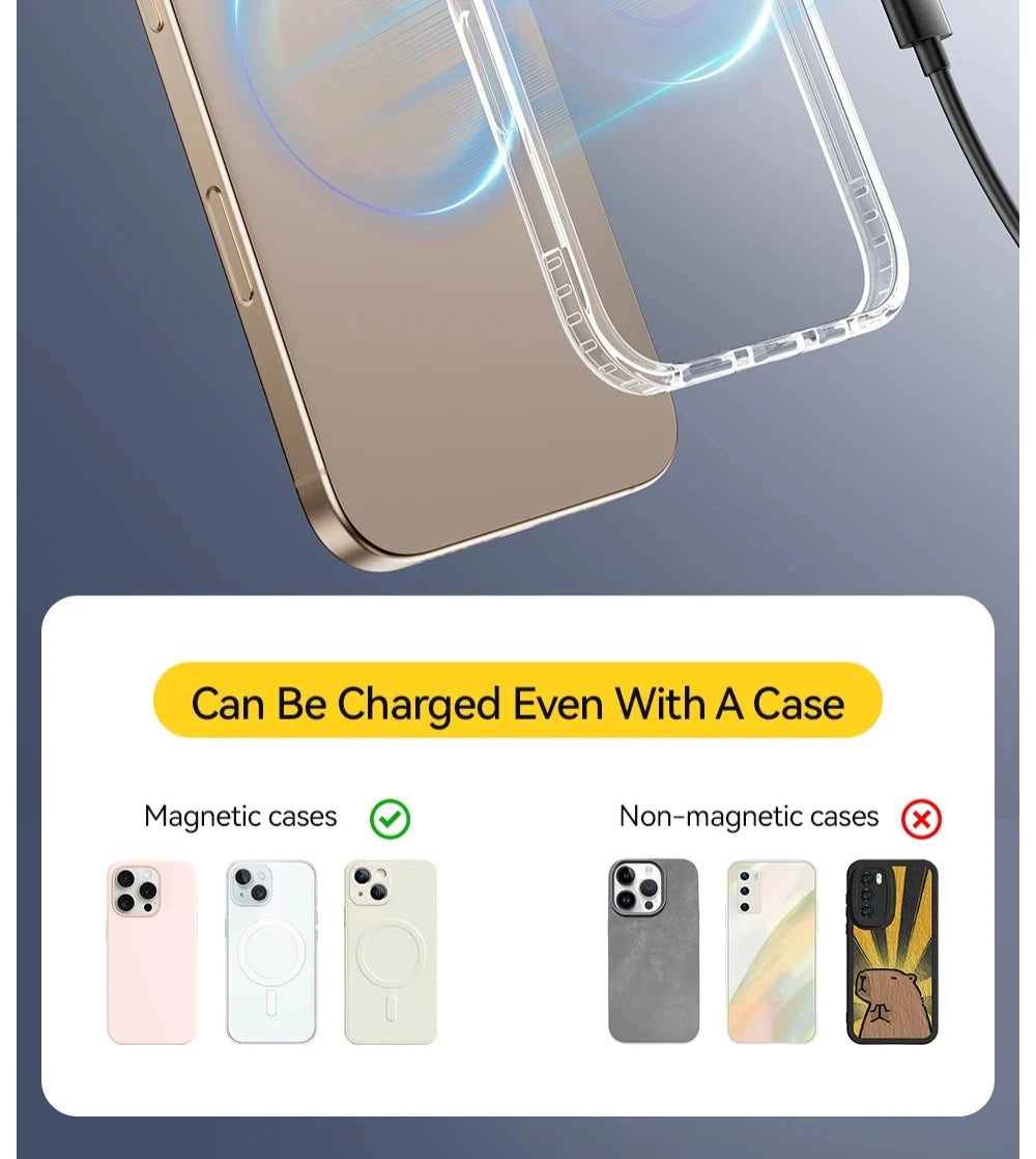 Essager 15W Magnetic Wireless Charger Pad – Fast Charging Stand for iPhone 12–17 & AirPods