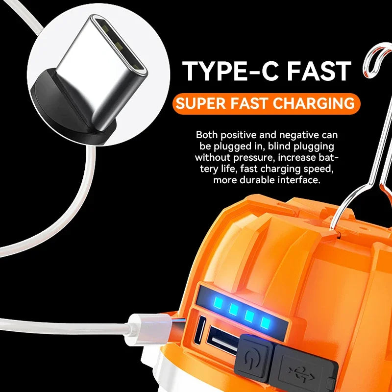 LONGRIVER LED Camping Lantern – USB Rechargeable, Power Bank, 4-Mode, 8–48hr Runtime, IPX4 Outdoor Light