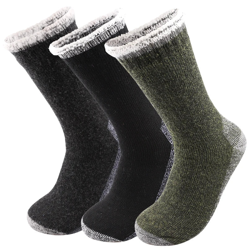 Men's Thick Wool-Blend Crew Socks, 3 Pairs