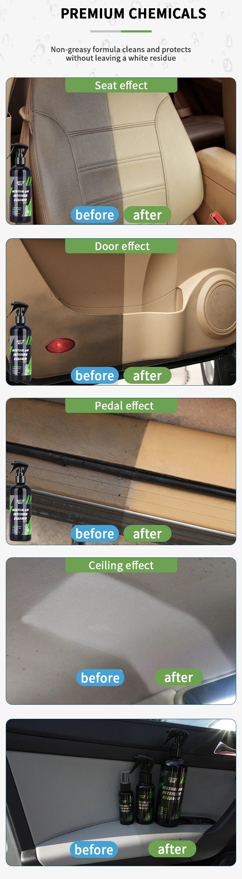 HGKJ S21 Car Interior Cleaner Spray — Water-Free Multipurpose Auto Dash, Leather & Fabric Cleaner