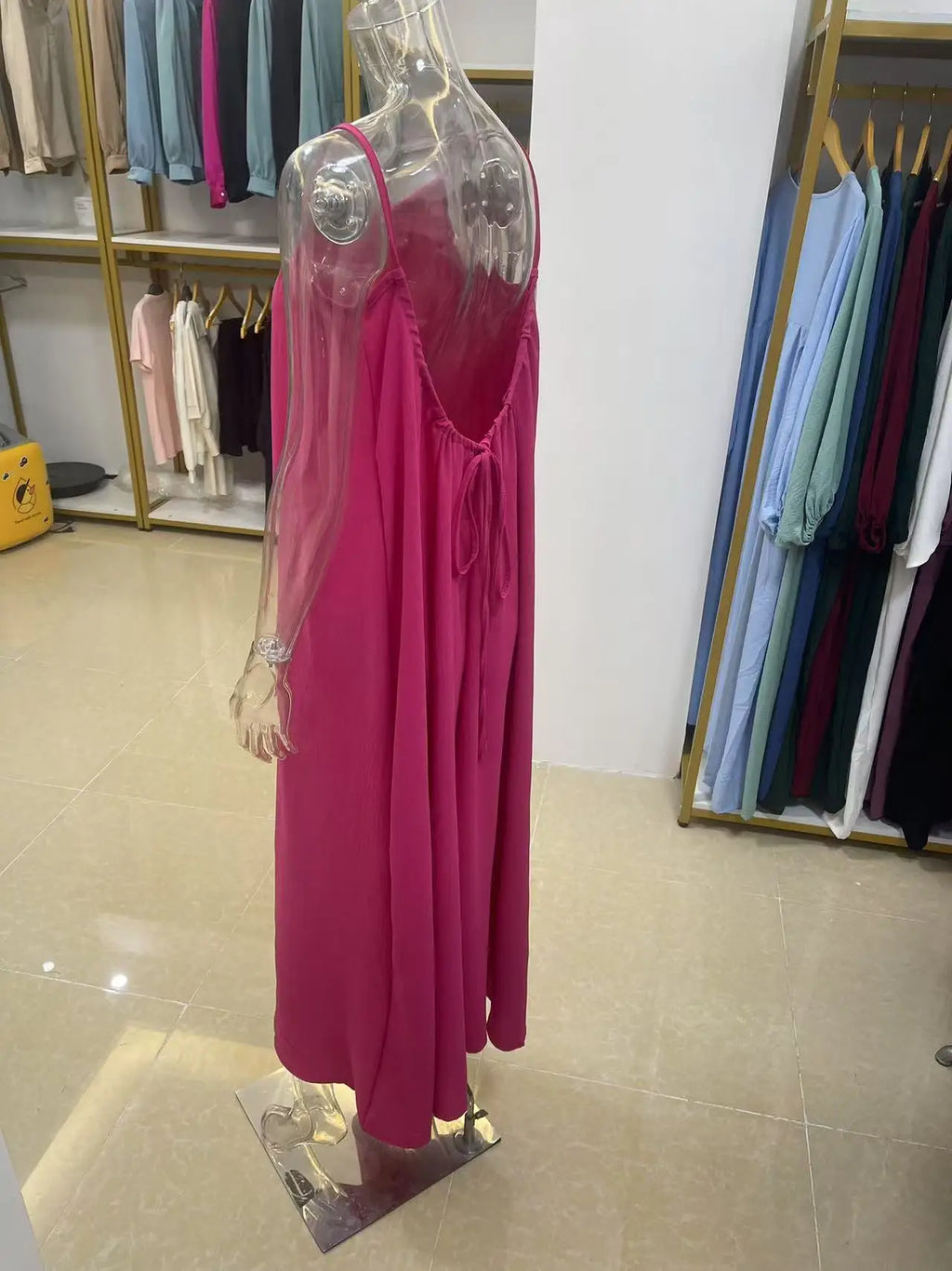 Women's Strapless Backless Loose Maxi Dress – Comfortable Sleepwear & Casual Home Dress