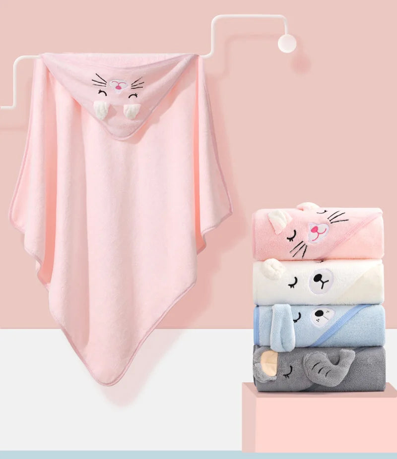 Cartoon Animal Hooded Baby Bath Towel – Soft Newborn Bathrobe & Swaddle Wrap for Boys & Girls
