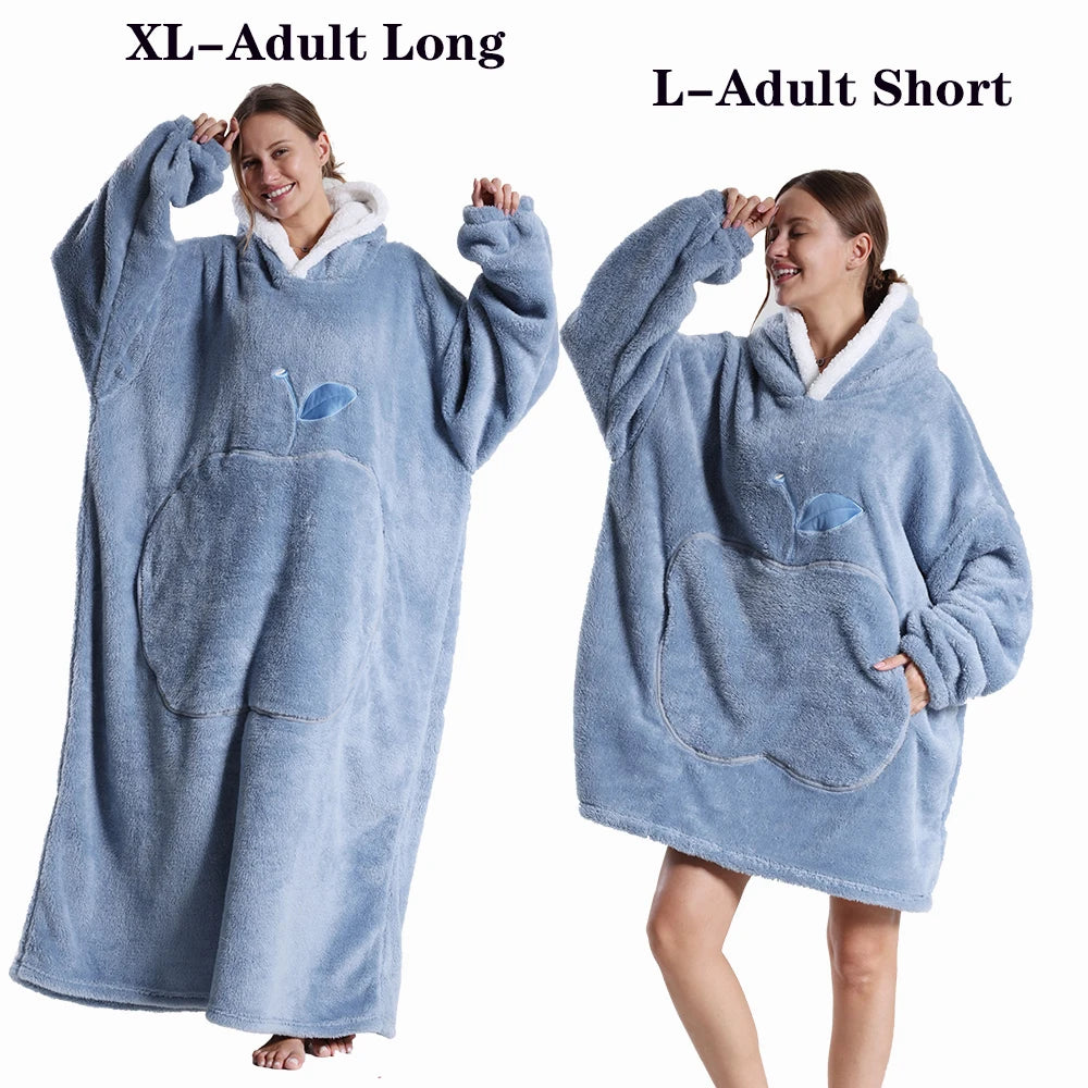 Oversized Wearable Blanket Hoodie – Plush Fleece with Sleeves, Hood & Pocket, 40 Designs