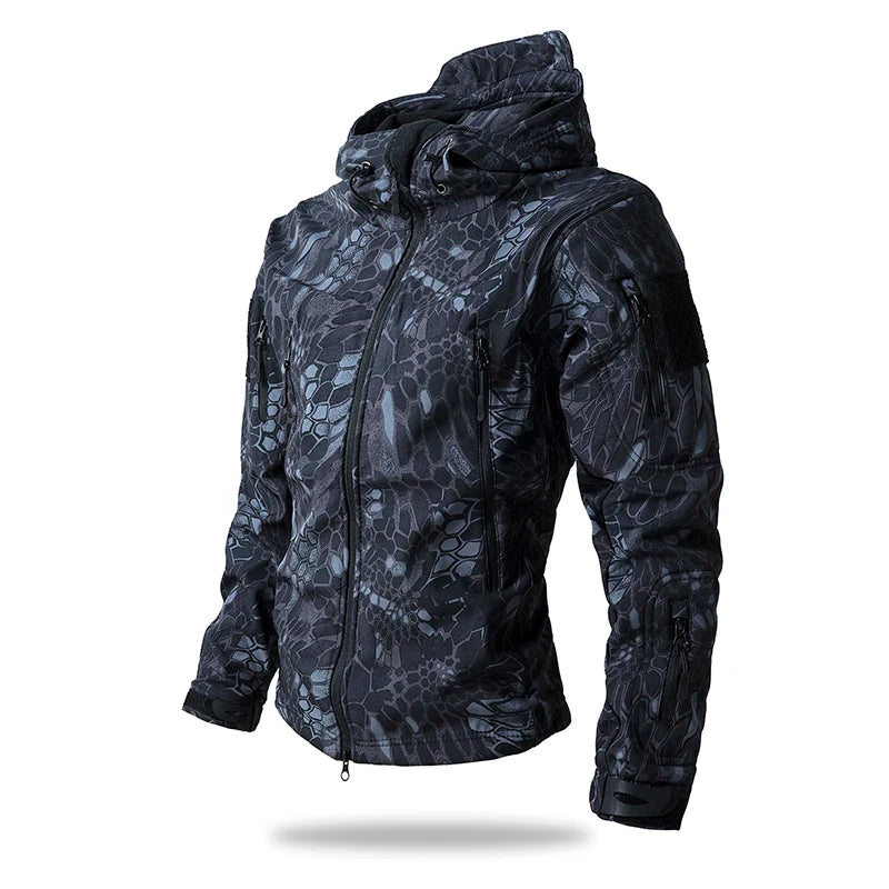 Men's Soft Shell Tactical Fleece Hooded Jacket