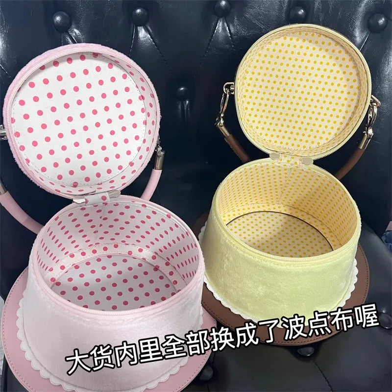 miyagawa Lolita Cake Bucket Bag – Sweet Kawaii Patchwork Handbag for Women & Teen Girls
